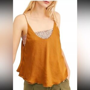 FREE PEOPLE Intimately Womens Cami Top Turn It On Sleeveless Amber Brown Size M